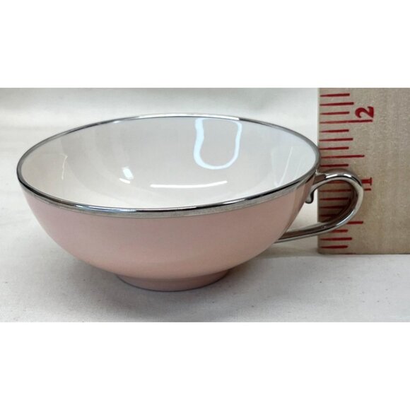 6 Gladding McBean Franciscan China Magnolia Pink Platinum Trim Cups & Saucers - Picture 9 of 11